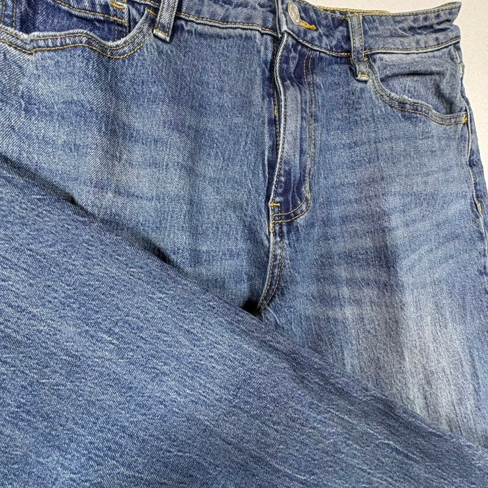 Artemis Womens High Rise Wide Leg Jeans Medium Wash Raw Hem Blue Size 29